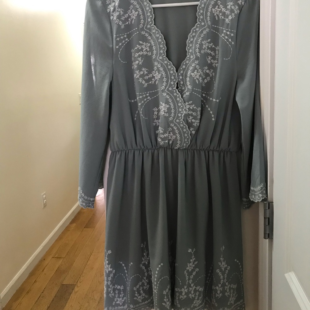 3/4 length embroidered dress